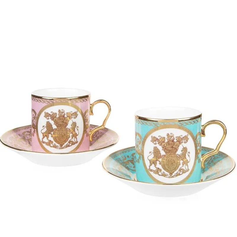Royal Collection Shop Special Edition Lustre Pink And Green Coffee Cup And Saucer