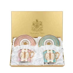 Royal Collection Shop Special Edition Lustre Pink And Green Coffee Cup And Saucer