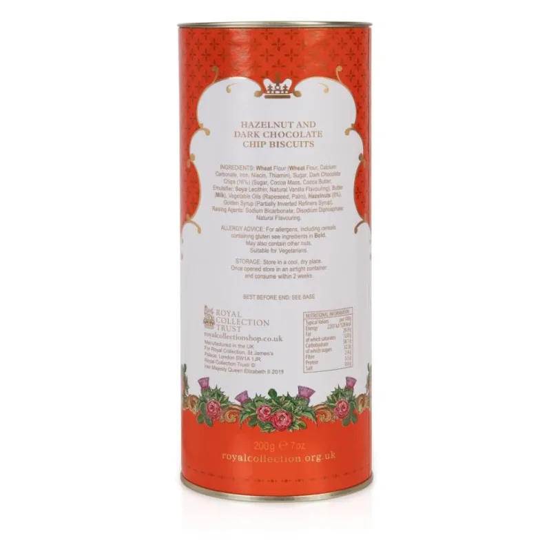 Royal Collection Shop Windsor Castle Hazelnut And Chocolate Chip Biscuit Tube